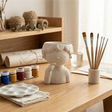 Özgürce Boyanabilir Dekoratif Figür Seti, El Yapımı Hobi Objesi, 5 Model, Dıy ve Mini Saksı