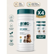 Pazaraza 4X50 Yaprak Pet Wipes Silindir Paket Evcil Hayvan Temizlik Mendili - Soso (Kedi & Köpek, Alkolsüz, Ph Dostu)