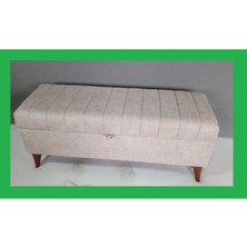 100X40X45 Cayz Yatak Ucu Puf Krem