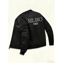 Nıgrum Pargus Kolej Yaka Fermuarlı Milano Italy Sırt Baskılı 2 Iplik Şardonlu Erkek Çocuk  Sweatshirt