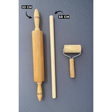 Özgürce Ahşap Döner Başlıklı Merdane ve Oklava Seti, Hamur Açıcı ve Şekillendirici