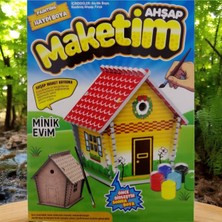 Özgürce Mini Ahşap Ev Seti, 6 Renkli Akrilik Boya ile Eğlence Dolu Oyun