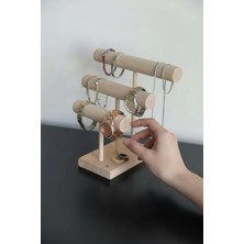 Özgürce Rustic Ahşap Takı Organizatörü, Duvara Monte ve Masa Üstü Kullanım