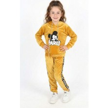 Mj Kids Ikili Kapüşonlu Kadife Kız Çocuğu Eşofman Takımı