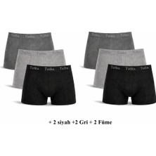 Tutku Paket 6'lı 0114 Likralı Erkek Boxer (2 Siyah + 2 Gri + 2 Füme ) Abani Classic
