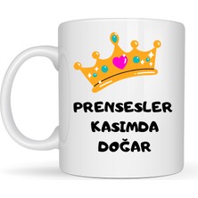 Norino Prensesler Kasımda Doğar Yazılı Kupa Model 255 Taç Tasarımlı Kasım Ayı Doğum Günü Hediyesi Seramik Kahve Kupası