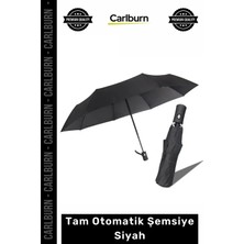Carlburn #şemsiye Rüzgara Dayanıklı Sağlam Katlanabilir Lüks Kalite Konforlu Tam Otomatik Şemsiye Siyah