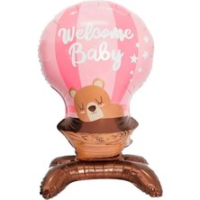 Parti Sürprizi Pembe Ayaklı Welcome Ayıcıklı Folyo Balon 1 Adet