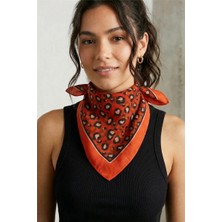 Petek Aksesuar Leopar Desenli Saten Pamuklu Bandana