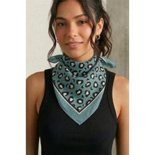 Petek Aksesuar Leopar Desenli Saten Pamuklu Bandana
