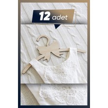 Özgürce Renkli Ahşap Mdf Çocuk Askısı, 12'li Kurdeleli Bebek Askılığı Seti