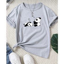 Nıgrum Pargus Yuvarlak Yaka Iki Yavru Panda Baskılı Yeni Sezon Kız Çocuk T-Shirt