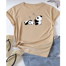 Nıgrum Pargus Yuvarlak Yaka Iki Yavru Panda Baskılı Yeni Sezon Kız Çocuk T-Shirt