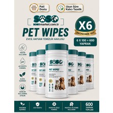 Pazaraza 6X100 Yaprak Pet Wipes Silindir Paket Evcil Hayvan Temizlik Mendili - Soso (Kedi & Köpek, Alkolsüz, Ph Dostu)