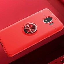 ZM Store Galaxy J4 Uyumlu Kılıf Yüzük Standlı Pürüzsüz ve Soft Yüzey Ravel Kapak