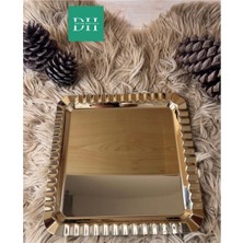 Özgürce Paslanmaz 6'lı Kare Kenarları Kıvrımlı Gold Sunum Tepsisi