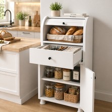 Seven Madame Home Çekmeceli Ekmeklik Dolabı | %100 Mdf | 42X30X102 cm | Mutfak Çok Amaçlı Dolap