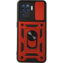 Newface Muratech New  Reno 5 Lite Kılıf Pars Lens Yüzüklü Silikon - Kırmızı