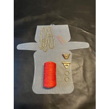 Orta Boy Plastik Kanvas Polyester Simli Makrome Ipli Çanta Yapım Kiti Üçgen Kilit Gold Renk Aksesuarlı
