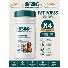 Pazaraza 4X100 Yaprak Pet Wipes Silindir Paket Evcil Hayvan Temizlik Mendili - Soso (Kedi & Köpek, Alkolsüz, Ph Dostu)