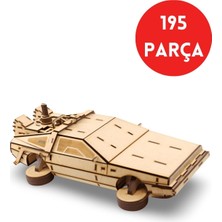 Özgürce Geleceğe Dönüş Temalı Delorean Ahşap 3D Maket Modeli, 195 Parça Hobi Seti