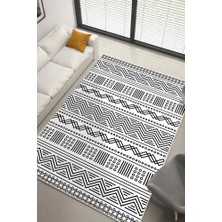 Lioara Home Modern Bohem Halı Siyah Beyaz – Dijital Baskı Etnik Desenli Şık Salon Halısı