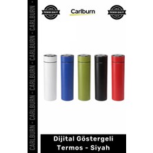 Carlburn Özel Üretim Isı Sensörlü Paslanmaz Çelik Sızdırmaz Filtreli Şık Dijital Göstergeli Termos Siyah