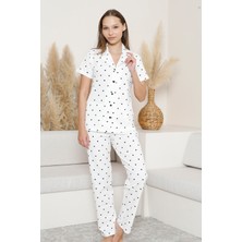Wordex Mrn 6864 Kısa Kollu Süprem Kumaş Düğmeli Kadın Pijama Takımı