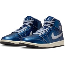 Nike Air Jordan 1 Mid Se 'metallic Blue' Kad谋n Basketbol Ayakkab谋s谋 (Dar Kal谋pt谋r 1 Beden B眉y眉k Al谋n谋z)