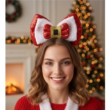 My Balli Store Yeni Yıl Yılbaşı Noel Taçları Arlak Kurdele & Kırmızı Şeritli Saç Bandları
