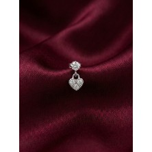 Dushico Parlak Zirkon Taşlı Kalp Detay Sallantılı Çelik Piercing