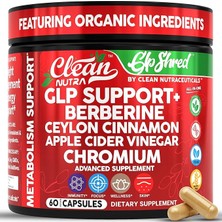 Clean Nutra Glp-1 Destek Kompleksi | Berberine + Ceylon Tarçın + Elma Sirkesi + Krom + Zerdeçal | Iştah & Metabolizma Desteği | 60 Vegan Kapsül
