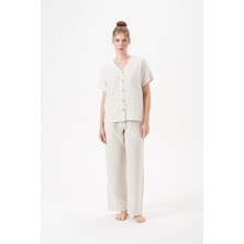 Moda Dua Pjs 29098 Kadın Düğmeli Pijama Takım