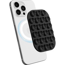 WANNA PROTECT Magsafe Manyetik Özellikli Vakumlu Telefon Tutucu, Cep Telefonu Için Silikon Kaymaz Vantuz Tutucu Siyah