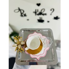 Özgürce Paslanmaz Çelik Kare Tepsi Papatya ve Çiçek Aksesuarlı 22X22 cm