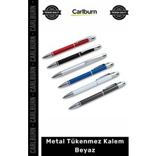 Carlburn Özel Üretim Promosyon Lüks Şık Logolu Kaliteli Kurumsal Ofis Hediyelik Metal Tükenmez Kalem Beyaz