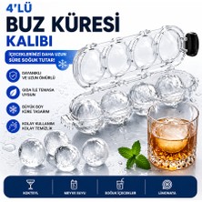 Eşya Dünyası 4’lü Büyük Boy Buz Küresi Kalıbı Şeffaf Pratik Buz Topu Kalıbı Içecek Sunum Buzu