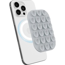 WANNA PROTECT Magsafe Manyetik Özellikli Vakumlu Telefon Tutucu, Cep Telefonu Için Silikon Kaymaz Vantuz Tutucu Gri