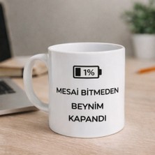 Mesai Bitmeden Beynim Kapandı Baskılı Kupa - Seramik Kahve Bardağı