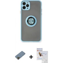 Marsilyan™- iPhone 11 Pro Max Kılıf Yörünge Çizgi - Siyah Seramik Nano Ekran Koruyucu + Gold Shine Kamera Lens Koruma Cam
