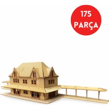 Özgürce Nostaljik Kasaba Tren Istasyonu Ahşap Maket Kiti, 175 Parça 3D Puzzle