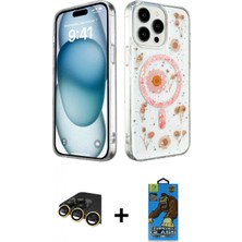 Marsilyan™- iPhone 14 Pro Kılıf Kozmos Doku - Siyah 18D Cam Ekran Koruyucu + Gold Raze Metal Kamera Lens