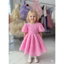 Bonita Kids Pembe Güllü Kuyruklu Kız Çocuk Abiye Elbise