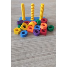 Çolak Renkli Şekil Eşleştirme Oyuncağı Organik - Eğitici Aktivite Seti - Ince Motor Gelişimi - Montessori