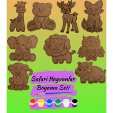 Özgürce Ahşap Safari Hayvanları Boyama Seti, Montessori Eğitici Çocuk Oyuncağı
