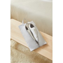 Ocean Home Textile Gri Balıksırtı Ayakkabı Düzenleyici Organizer Dolap İçi Seyahat Taşıma Çantası Ayakkabı Hurcu 22x40x9 cm
