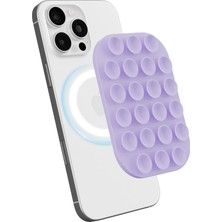 WANNA PROTECT Magsafe Manyetik Özellikli Vakumlu Telefon Tutucu, Cep Telefonu Için Silikon Kaymaz Vantuz Tutucu Mor