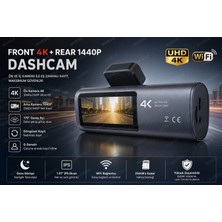 Nivego Nvg D28 UHD Çift Lens Araç Kamerası 4K Ön 1440P Arka Gece Görüş Wifi 256GB Destekli Dashcam