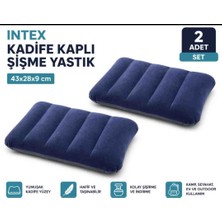 Intex Kadife Kaplı Şişme Yastık 43X28X9 cm 2’li Set Kamp Seyahat Ev Kullanımı