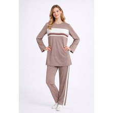 Köşedeki Dükkan Şerit Detaylı Uzun Kollu Premium Modal Takım